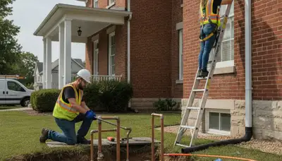 Plumber repairing a pipe in Evansville, IN for fast plumbing repair service