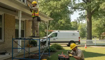 Evansville, IN plumbing repair technician fixing a residential pipe leak