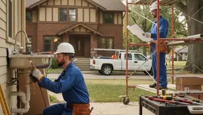 Evansville, IN plumber repairing a pipe for a local plumbing service