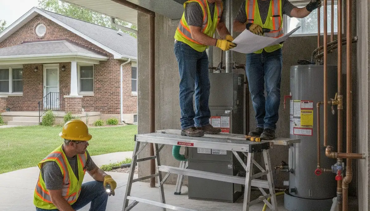 Plumber repairing a pipe in Evansville, IN for reliable plumbing service