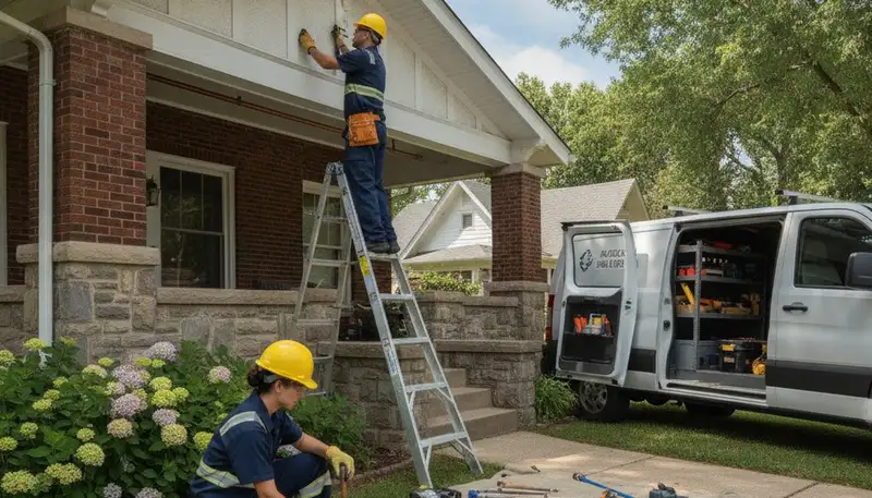 Evansville, IN plumber repairing a residential pipe leak for fast plumbing service