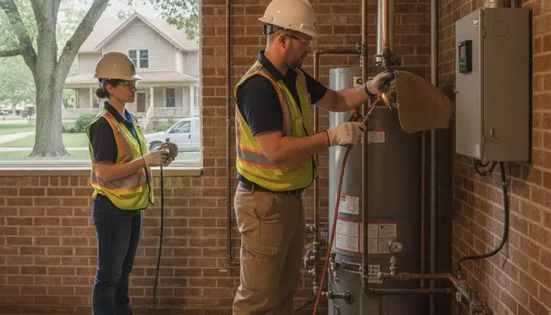 Evansville, IN plumber repairing a residential plumbing fixture for fast local service