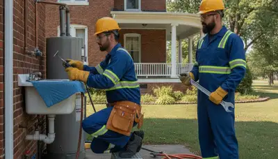 Evansville, IN plumbing repair technician fixing a residential pipe leak