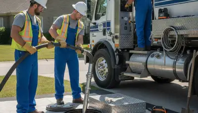Septic pumping truck servicing Evansville, IN home for reliable residential plumbing maintenance
