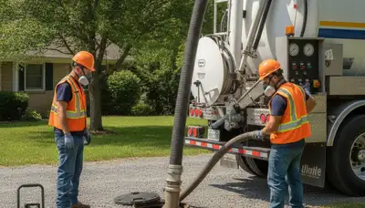 Septic pumping service truck for Evansville, IN homes on call plumbers