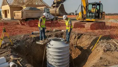 Evansville, IN plumbers installing a septic tank for a residential plumbing repair project