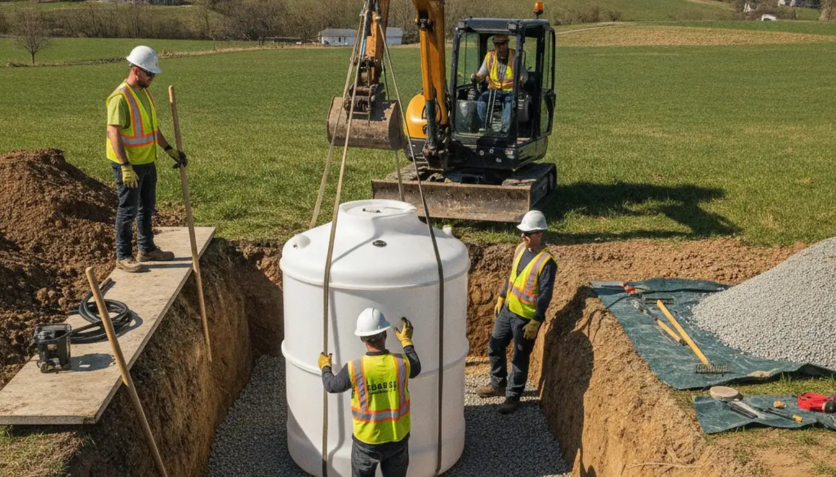 Septic tank installation for Evansville, IN homes by On Call Plumbers during plumbing repair service