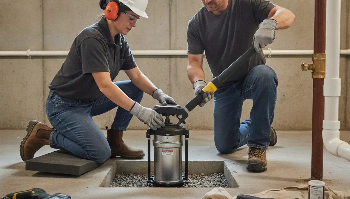 Sump pump installation for Evansville, IN home by On Call Plumbers to protect against flooding