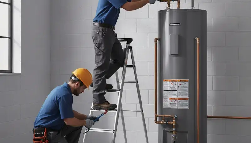 Evansville, IN plumber repairing a water heater for reliable home service